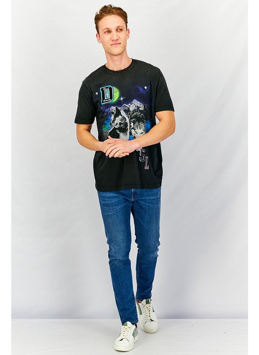 DIESEL Men Crew Neck Short Sleeve Graphic Print T-shirt, Black  - Image 4
