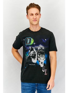 DIESEL Men Crew Neck Short Sleeve Graphic Print T-shirt, Black  - Image 1