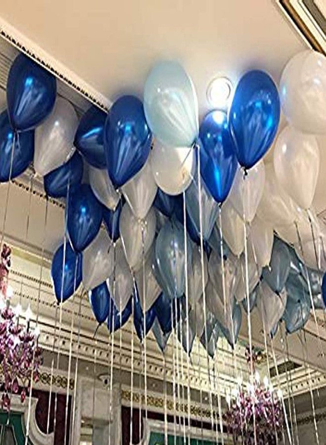 AMFIN بالونات معدنية من AMFIN® (عبوة من 25 بالونًا) مقاس 10 بوصات، ألوان أزرق داكن، أزرق فاتح، وأبيض، مثالية لتزيين أعياد الميلاد، وحفلات الزفاف، والخطوبة، والذكرى السنوية. - Image 1