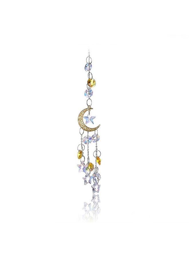 GRKC Hanging Pendant Ornament, Silver and Gold Moon Star Crystal Window Decor, Romantic Home Decoration, Exquisite Crystal Pendant to Add a Dreamy Atmosphere  - Image 1