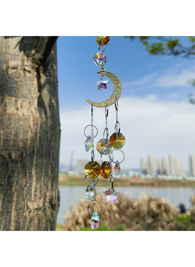 GRKC Hanging Pendant Ornament, Silver and Gold Moon Star Crystal Window Decor, Romantic Home Decoration, Exquisite Crystal Pendant to Add a Dreamy Atmosphere  - Image 2