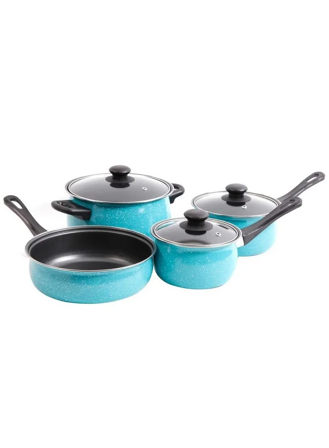 GIBSON 7-Piece Casselman Non-Stick Cookware Set Turquoise and Black 26.5 x 17 x 43 cm 109464.07