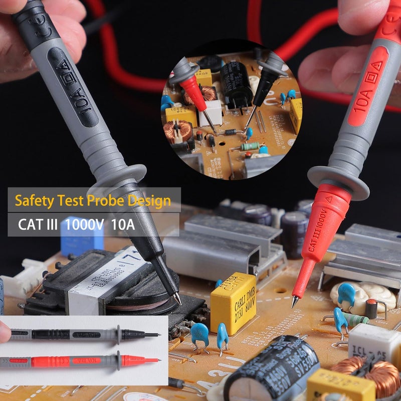 TKDMR 18Pcs Soft Silicone Electrician Test Leads Kit CAT III 1000V & CAT IV 600V with Alligator Clips and Needle Probe,5 Colors Jumper Wires - Image 4