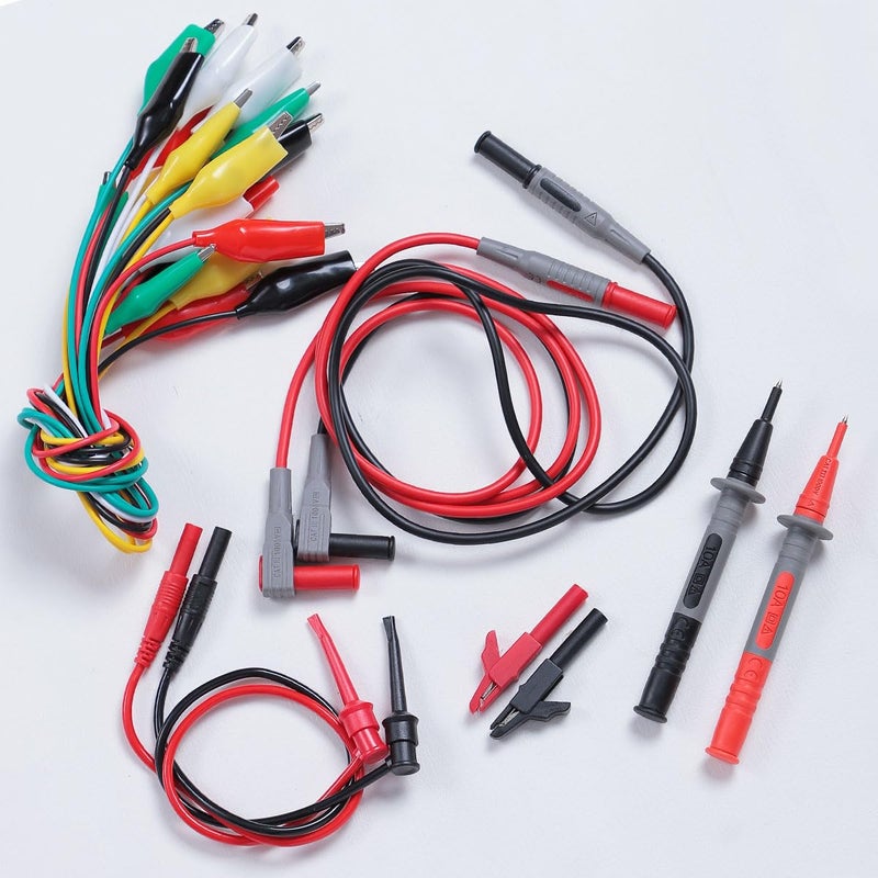 TKDMR 18Pcs Soft Silicone Electrician Test Leads Kit CAT III 1000V & CAT IV 600V with Alligator Clips and Needle Probe,5 Colors Jumper Wires - Image 2