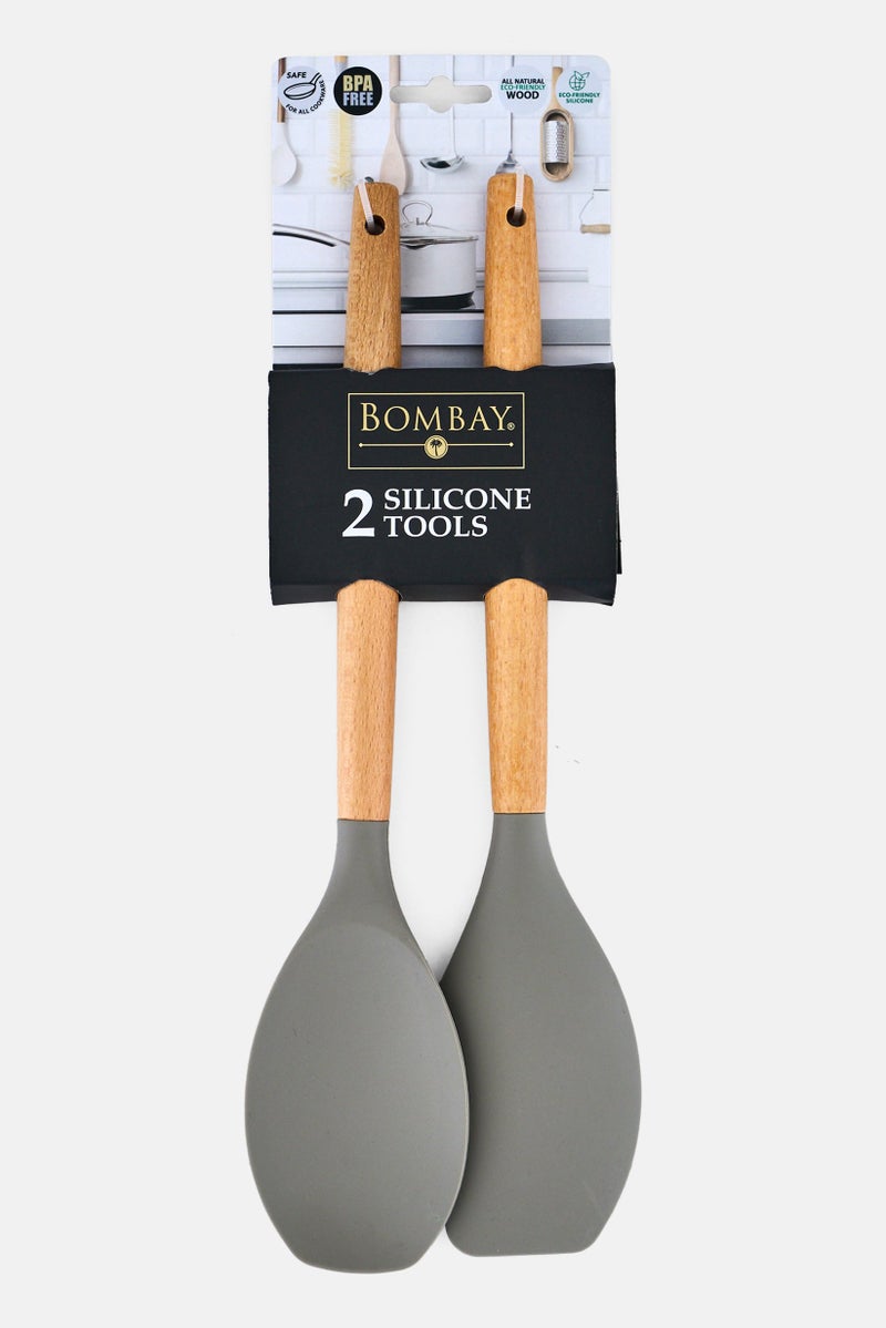 Bombay 2 Pcs Silicone Spatula And Cooking Spoon Set, Multicolor - Image 1