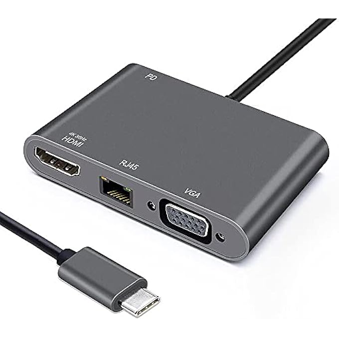 ADAPTER USB C MALE/HDMI F+VGA F+RJ45 HDMI 40/30HZ, VGA 1920 X 1080P RJ45 1000 MBPS
