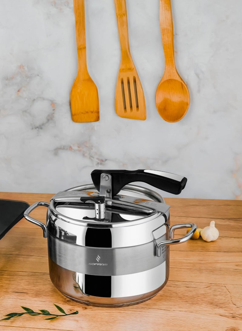 سوفرام 6 لترسم قدر ضغط سوفرام استيل تركي عالي الجودة مقاس 6 لتر silver - Image 1