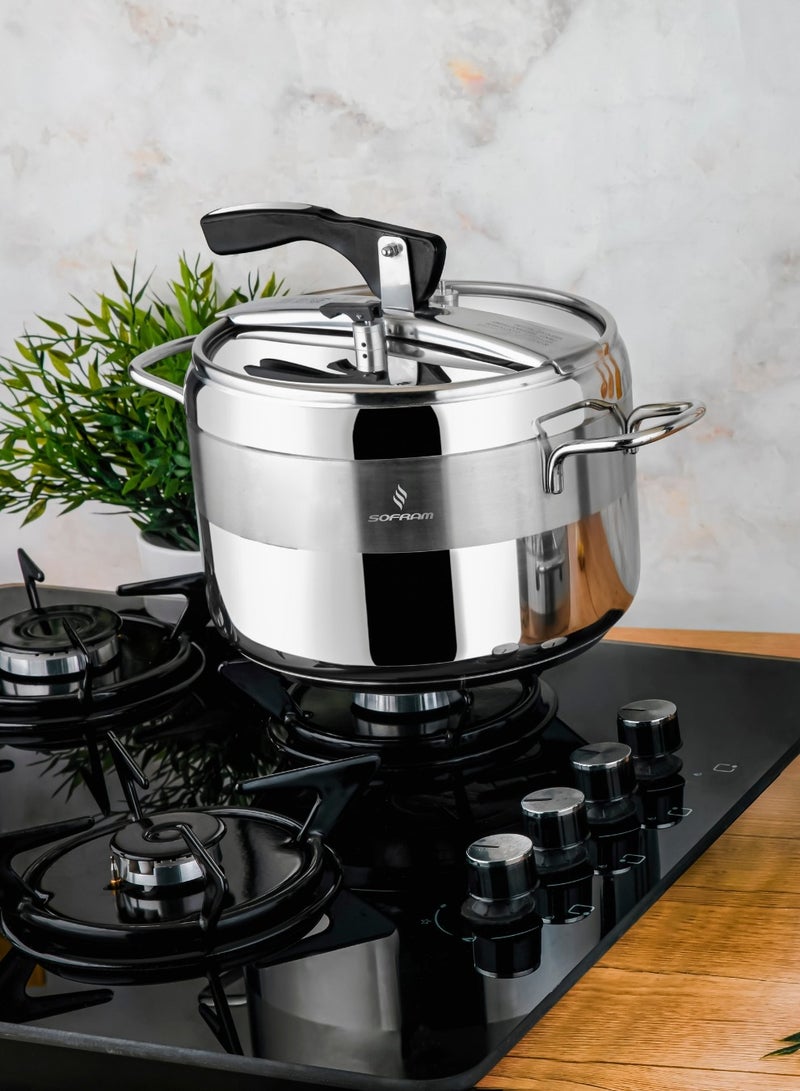 سوفرام 6 لترسم قدر ضغط سوفرام استيل تركي عالي الجودة مقاس 6 لتر silver - Image 2