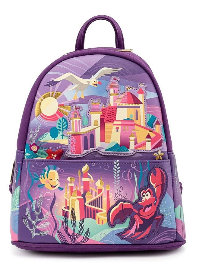 Loungefly - Disney Little Mermaid Ariel Castle Womens Double Strap Shoulder Bag Purse - Image 1