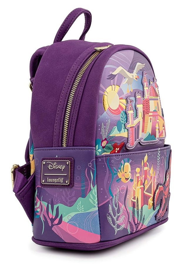 Loungefly - Disney Little Mermaid Ariel Castle Womens Double Strap Shoulder Bag Purse - Image 1