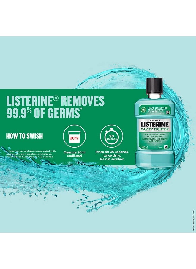 Listerine Cavity Fighter Mouthwash Liquid Removes 99.9% Germs Prevents Cavities 500Ml (Pack Of 1)  - Image 5