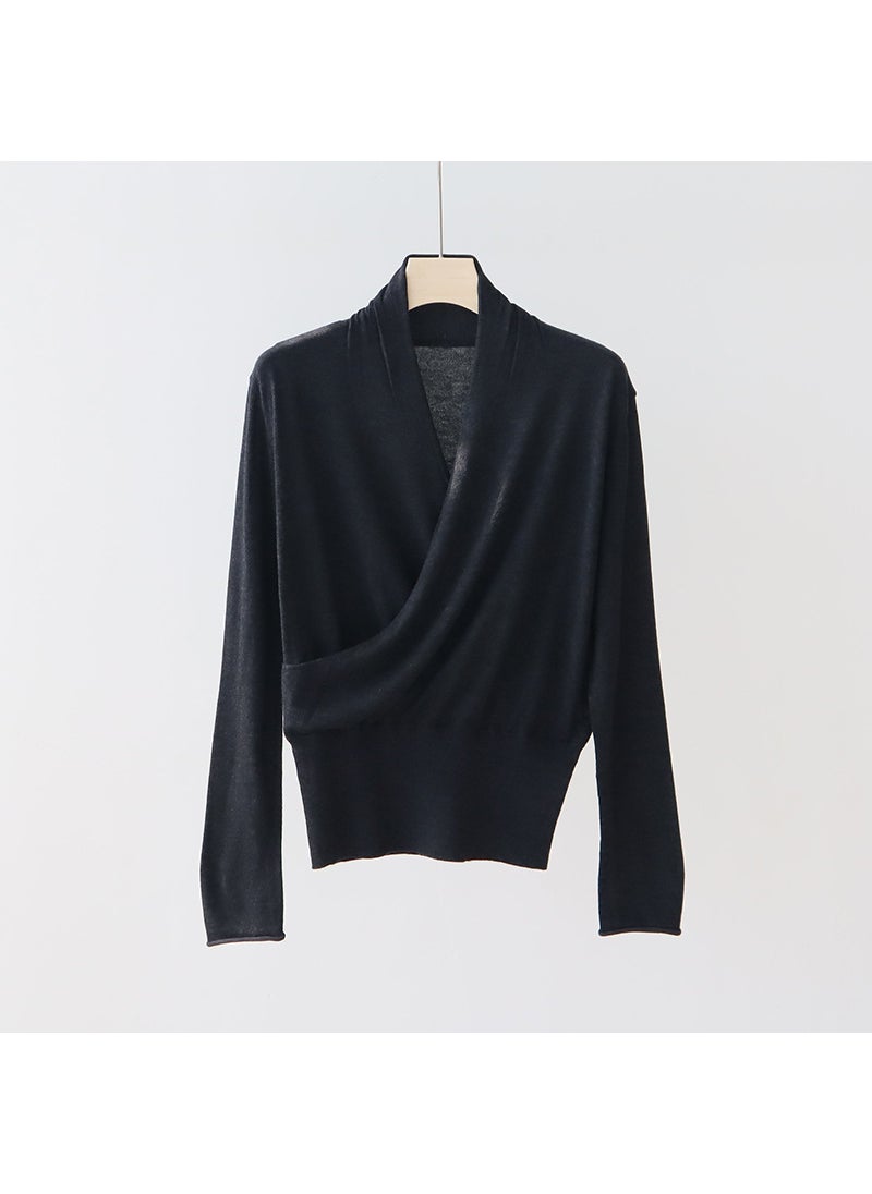 Generic High-waisted V-neck Wool-blend Slimming Pullover Sweater Womens Autumn/winter Knitted Top Long Sleeve Niche Design Sensibility Brown  - Image 4