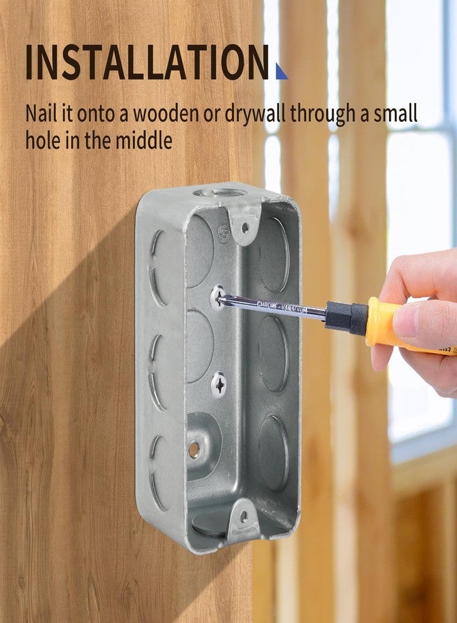 XGGYA Gray Pack of 2 Metal Outlet Box Covers 4 inch 1-Gang，Drawn Construction,Electrical Outlet Boxes，For4×2-1/8×1-7/8",8 * 1/2'' in Side and 2 * 1/2'' in Deep Knockouts - Image 4