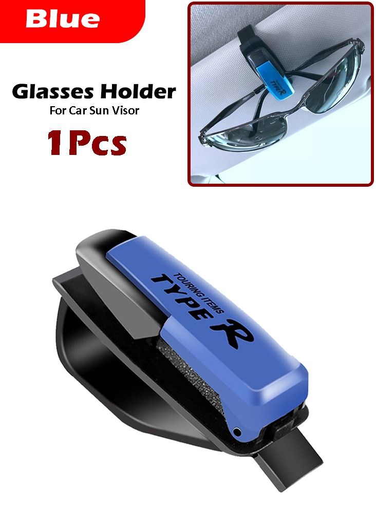Type R Car Sun Visor Sunglasses Holder Blue Color (Pack of 1PCs) - Image 1