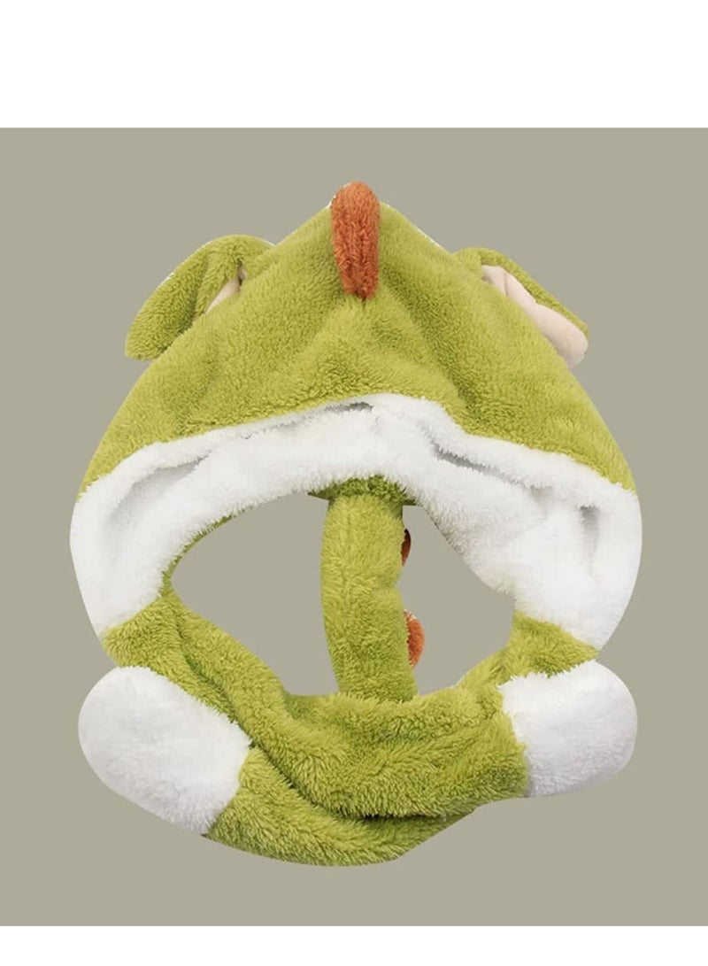 Excefore Animal Hat with Ears Moving Jumping Pop Up Beating Plush Dress Up Soft Jumping Animal Hat for Women Kids Party Birthday Gift 22 inches Animal Hat - Image 5