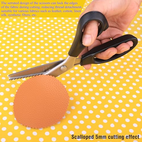 Hui Tong Scalloped Pinking Shears Strong & Sharpe Pinking Shears for Fabric, Serrated and Scalloped Scissors Fabric,3mm,5mm,7mm(Scalloped 5mm) - Image 5