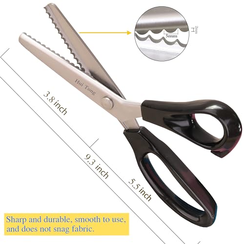 Hui Tong Scalloped Pinking Shears Strong & Sharpe Pinking Shears for Fabric, Serrated and Scalloped Scissors Fabric,3mm,5mm,7mm(Scalloped 5mm) - Image 4