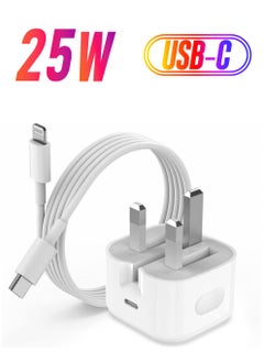 25W USB C Super Fast Charging PD Charger, Wall Fast Charger with 1m USB C to Lightning Cable Compatible with iPhone 14/14 Pro/14 Pro Max/13/12/SE2020/11/XR/XS Max/X/iPad