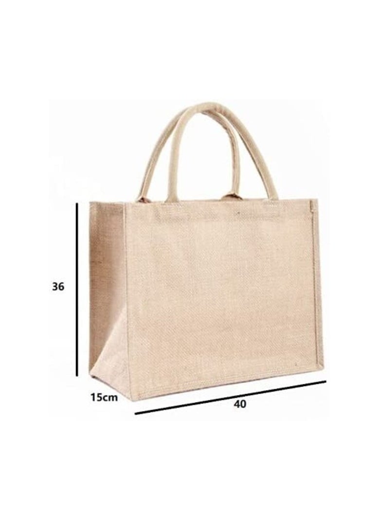 Red Dot Gift - Red Dot Gift Linen Pu Coating Reusable Jute Shopping Bag Beach Blonde Handbags Canvas Tote Bags For Women Grocery Bag Large (10, H30*L40*W15cm) - Image 1