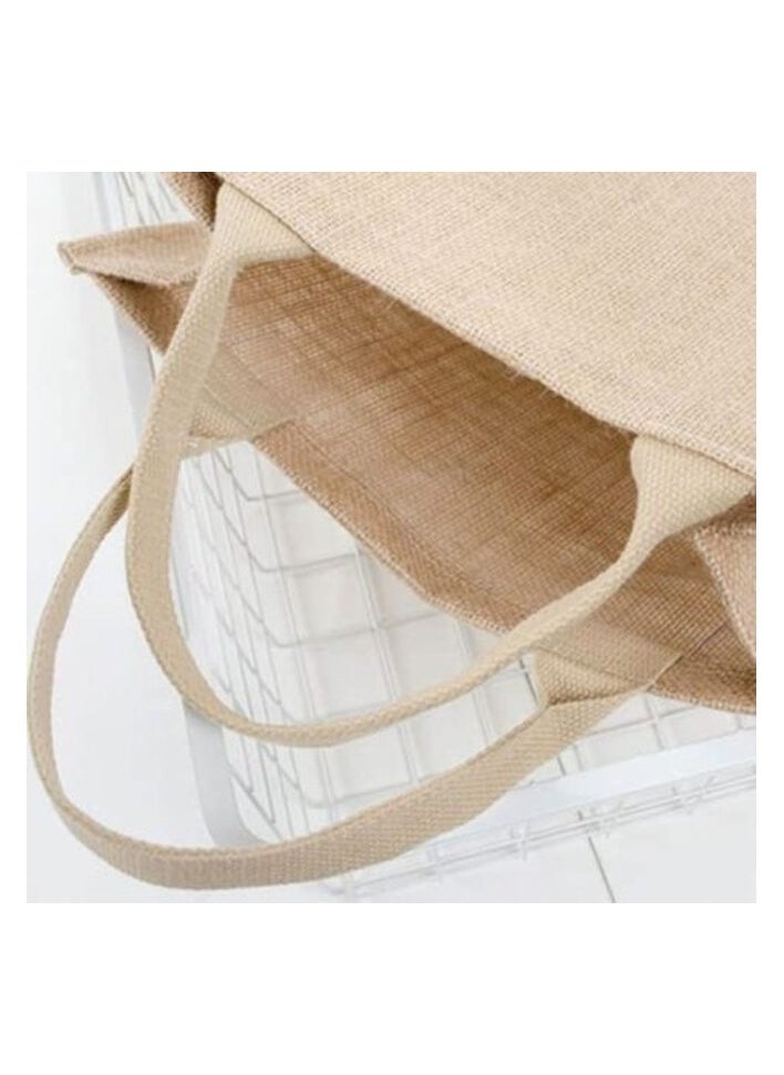 Red Dot Gift - Red Dot Gift Linen Pu Coating Reusable Jute Shopping Bag Beach Blonde Handbags Canvas Tote Bags For Women Grocery Bag Large (10, H30*L40*W15cm) - Image 1
