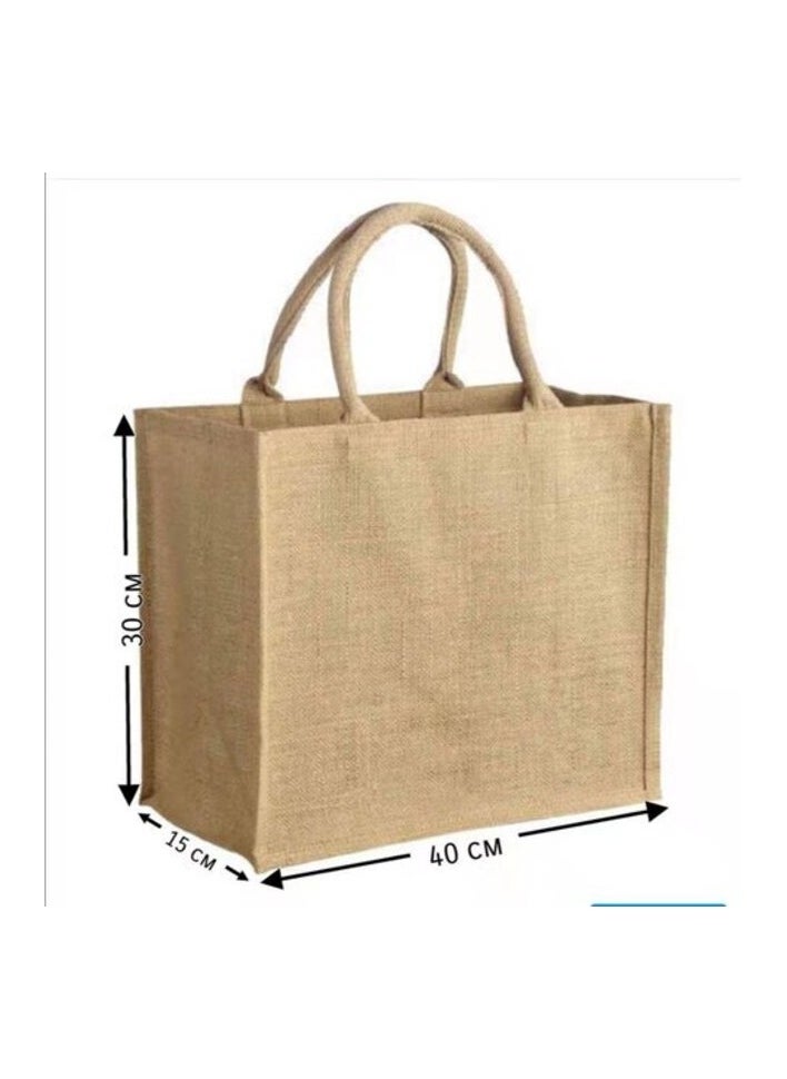 Red Dot Gift - Red Dot Gift Linen Pu Coating Reusable Jute Shopping Bag Beach Blonde Handbags Canvas Tote Bags For Women Grocery Bag Large (10, H30*L40*W15cm) - Image 1