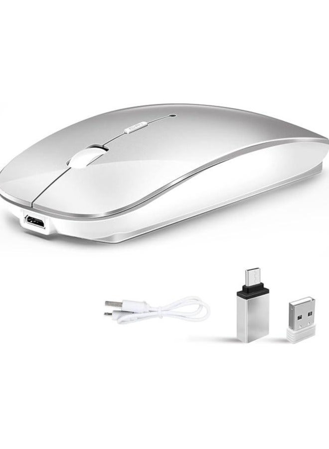 Wireless Mouse for Laptop, Bluetooth Mouse for Macbook Pro/Air/Mac/iPad/Chromebook/Computer -Rechargeale Dual Mode(USB 2.4Ghz + Bluetooth 5.2+ Bluetooth 3.0) Silent Cordless Mouse with USB C Adapter