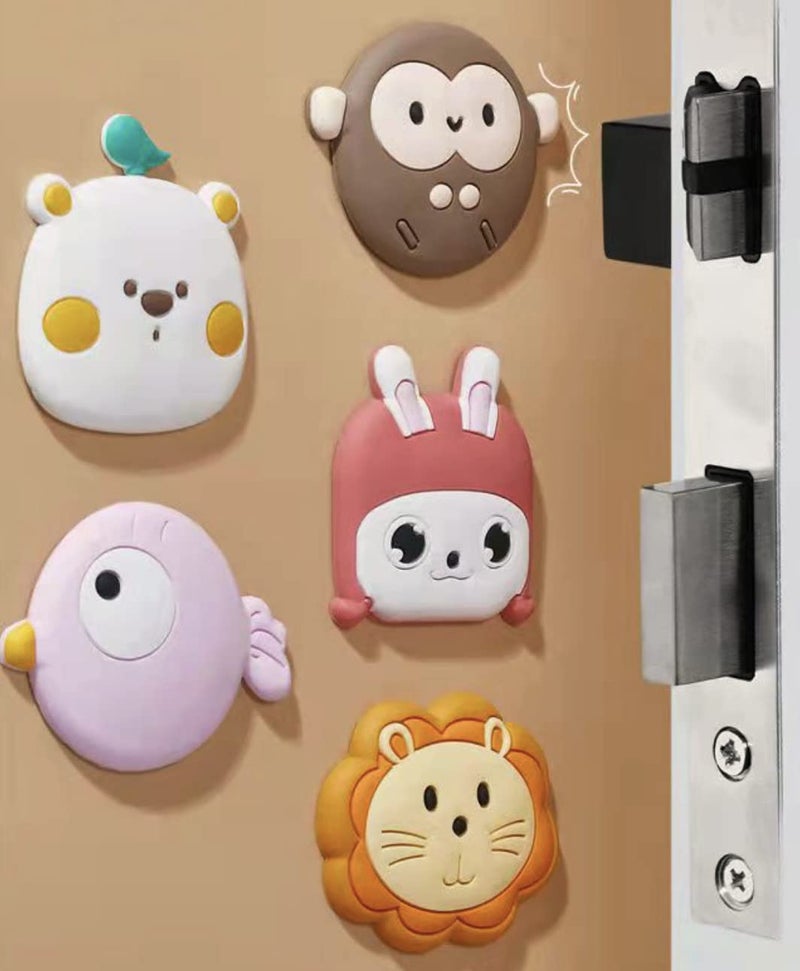 KolorFish Door Stopper Wall Protector (6 Pcs), Bumper Self Adhesive Door Knob Pads Soft Rubber Cute Pattern for Protecting Wall, Fridge Door, Cabinets, Toilet - Image 2