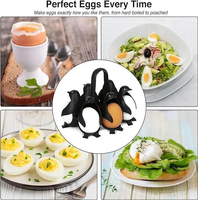 PUNO Penguin-Shaped Boiled Egg Cooker, 3-in-1 Cook, Store and Serve Egg Holder for Making Soft or Hard Boiled Eggs, Holds 6 Eggs for Easy Cooking and Fridge Storage. - Image 3