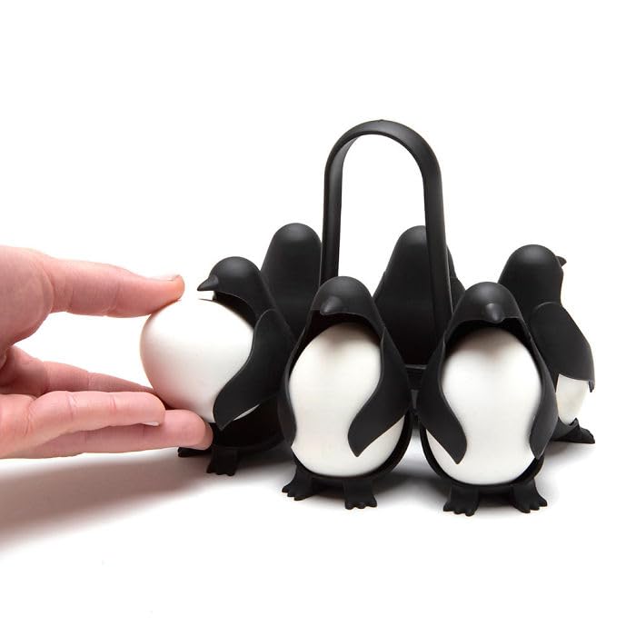 PUNO Penguin-Shaped Boiled Egg Cooker, 3-in-1 Cook, Store and Serve Egg Holder for Making Soft or Hard Boiled Eggs, Holds 6 Eggs for Easy Cooking and Fridge Storage. - Image 1