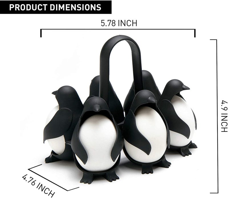 PUNO Penguin-Shaped Boiled Egg Cooker, 3-in-1 Cook, Store and Serve Egg Holder for Making Soft or Hard Boiled Eggs, Holds 6 Eggs for Easy Cooking and Fridge Storage. - Image 2