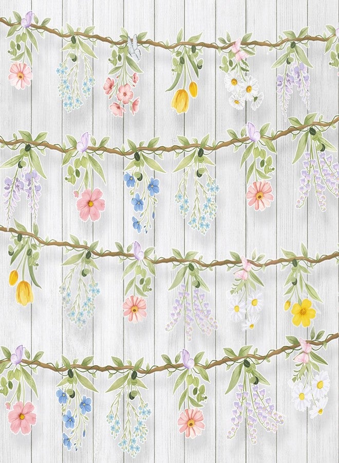 LINHAXM Flower Garland Banner for Baby Shower Decorations, Flower Banner Easter Garland Spring Floral Backdrop, Bridal Shower Decorations for Enchanted Garden Wild One Birthday Woodland Cottagecore Party Supplies - Image 1