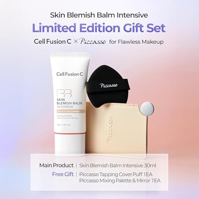 Cell Fusion C بالم عيوب البشرة من سيل فيوجن سي x مجموعة مكياج بيكاسو المحدودة رقم 23 بيج مميز | كريم BB + إسفنجة مكياج + لوحة خلط للعناية بالبشرة | تغطية لمدة 24 ساعة مع لمسة طبيعية، 1.01 أونصة سائلة. - Image 2