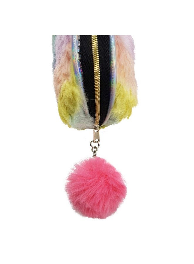 Vritraz Pen Pencil Box Case for School Kids and Students, Cute Fur Soft Toy Pouch Storage Organizer Semi LightMulti - Image 3