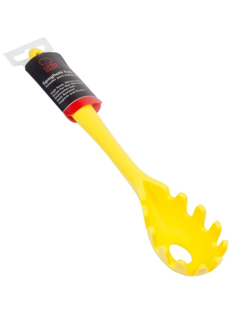 Chef Craft Premium Dishwasher Safe Silicone Spaghetti Fork Yellow 11.5inch - Image 2