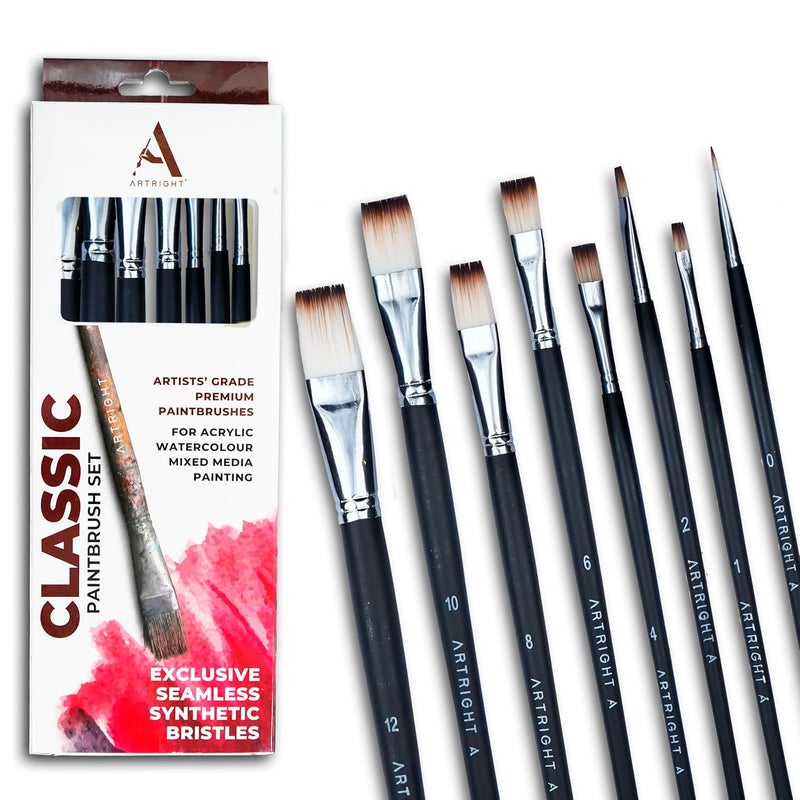 ArtRight Premium Flat Paintbrush Set of 8, Handmade Artist Brushes for Acrylic, Watercolour Painting, Useful for Beginner & Professional, Wooden Handle (0, 1, 2, 4, 6, 8, 10, 12inch) - Image 5