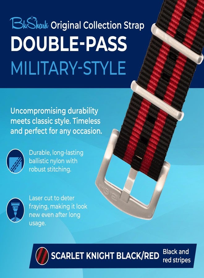 BluShark, Original Collection Military-Style Waterproof Watch Strap, Fits All Timepiece Brands, Durable Nylon Wristwatch Accessories with Stainless Steel Buckle - 18mm, 20mm, 22mm & 24mm Watch Bands - Image 2