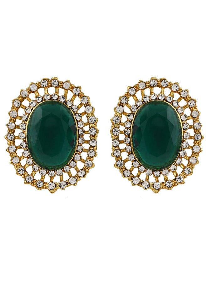 Shining Diva Fashion - Shining Diva Fashion Latest Stylish Fancy Choker Traditional Pearl Necklace Jewellery Set for Women (12550s), Green, One - Image 1