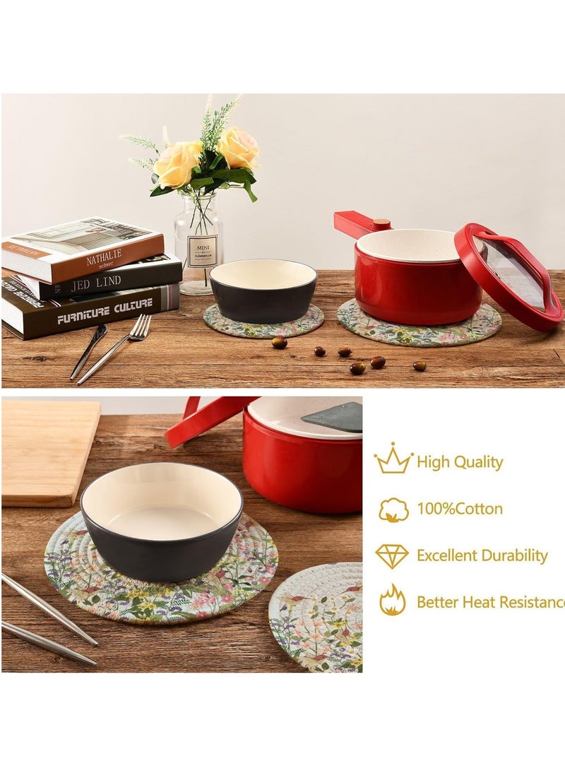 Reko Pot Holder, 4 Pack Round Woven Potholders Set, Cotton Braided Hot Pads - Image 3