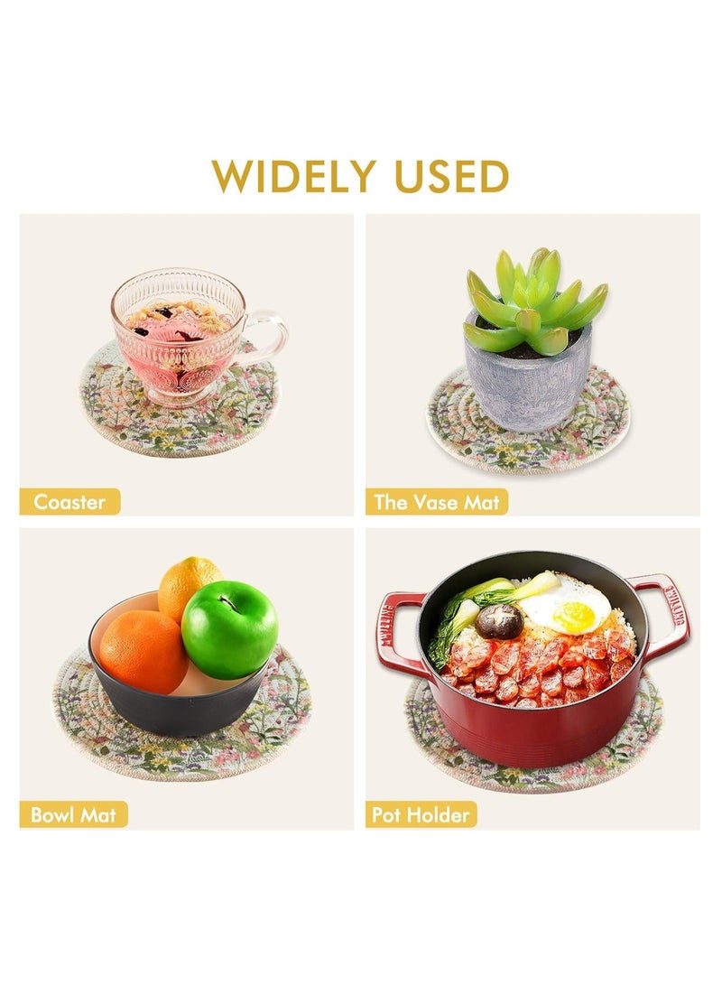 Reko Pot Holder, 4 Pack Round Woven Potholders Set, Cotton Braided Hot Pads - Image 5