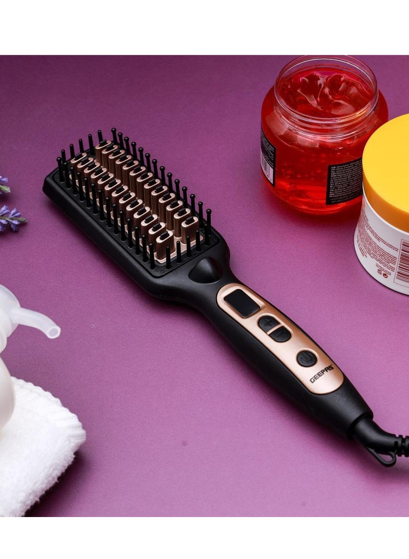 جيباس فرشاة شعر سيراميك حراري  ( 2 في 1 ) بقوة 45 واط - تحكم في درجة الحرارة مع شاشة LED وإيقاف تشغيل تلقائي لمدة 60 دقيقة مثالية لتدليك الشعر الناعم وتصفيفه GHBS86037 - Image 5