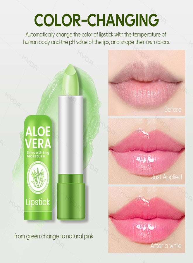 Ownest 10 Pcs Aloe Vera Lip Balm, PH Color Changing Lipstick, Change from Green to Natural Pink, Deep Hydrating Tinted Lip Balm, Daily Lip Moisturizer for Dry Cracked Lips, with Real Aloe Vera - Image 5