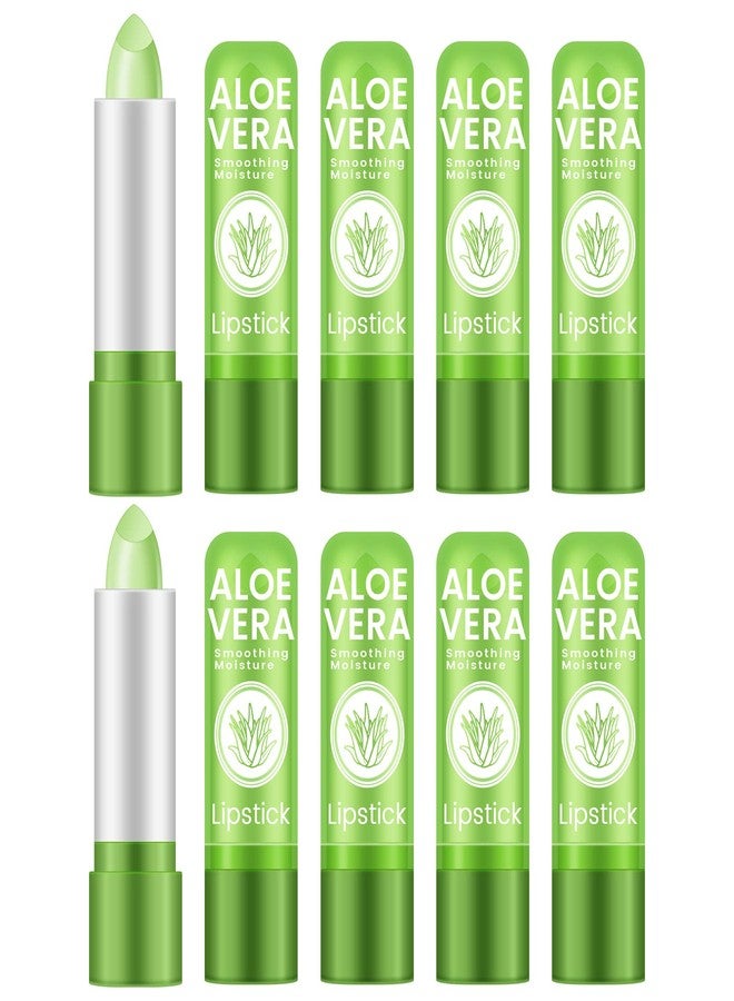 Ownest 10 Pcs Aloe Vera Lip Balm, PH Color Changing Lipstick, Change from Green to Natural Pink, Deep Hydrating Tinted Lip Balm, Daily Lip Moisturizer for Dry Cracked Lips, with Real Aloe Vera - Image 1