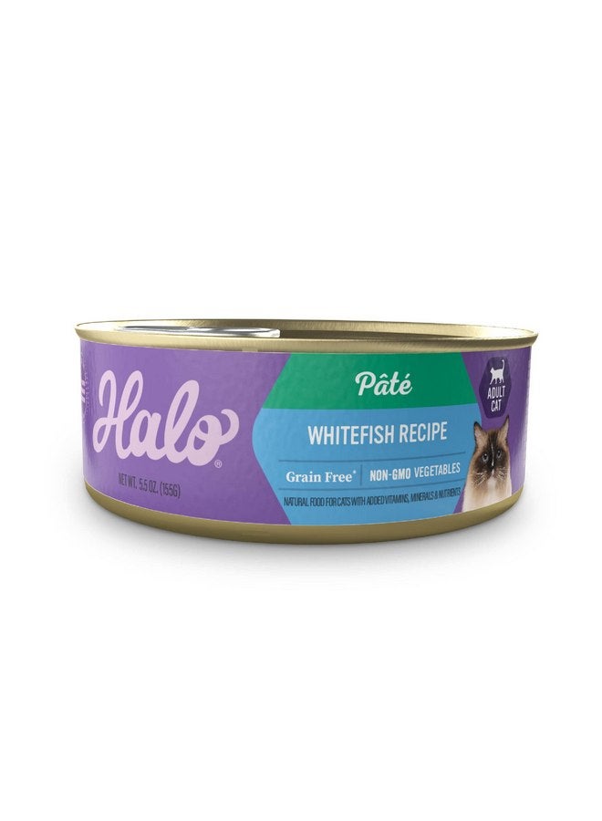 Halo Adult Grain Free Wet Cat Food Pate, Whitefish Recipe, Healthy Cat Food with Real, Whole Whitefish, 5.5 oz Can (Pack of 12) - Image 1