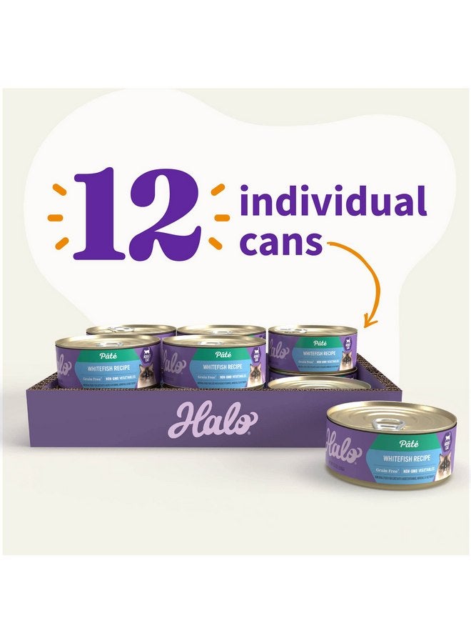 Halo Adult Grain Free Wet Cat Food Pate, Whitefish Recipe, Healthy Cat Food with Real, Whole Whitefish, 5.5 oz Can (Pack of 12) - Image 3