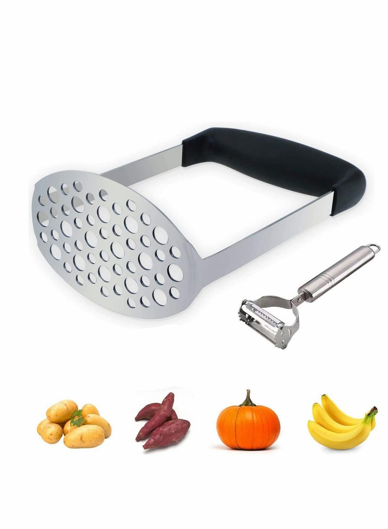Y&D Masher Ricer Stainless Steel with Soft Handle Baby Food Fruit & Vegetable Potato (Black) and  - Image 1