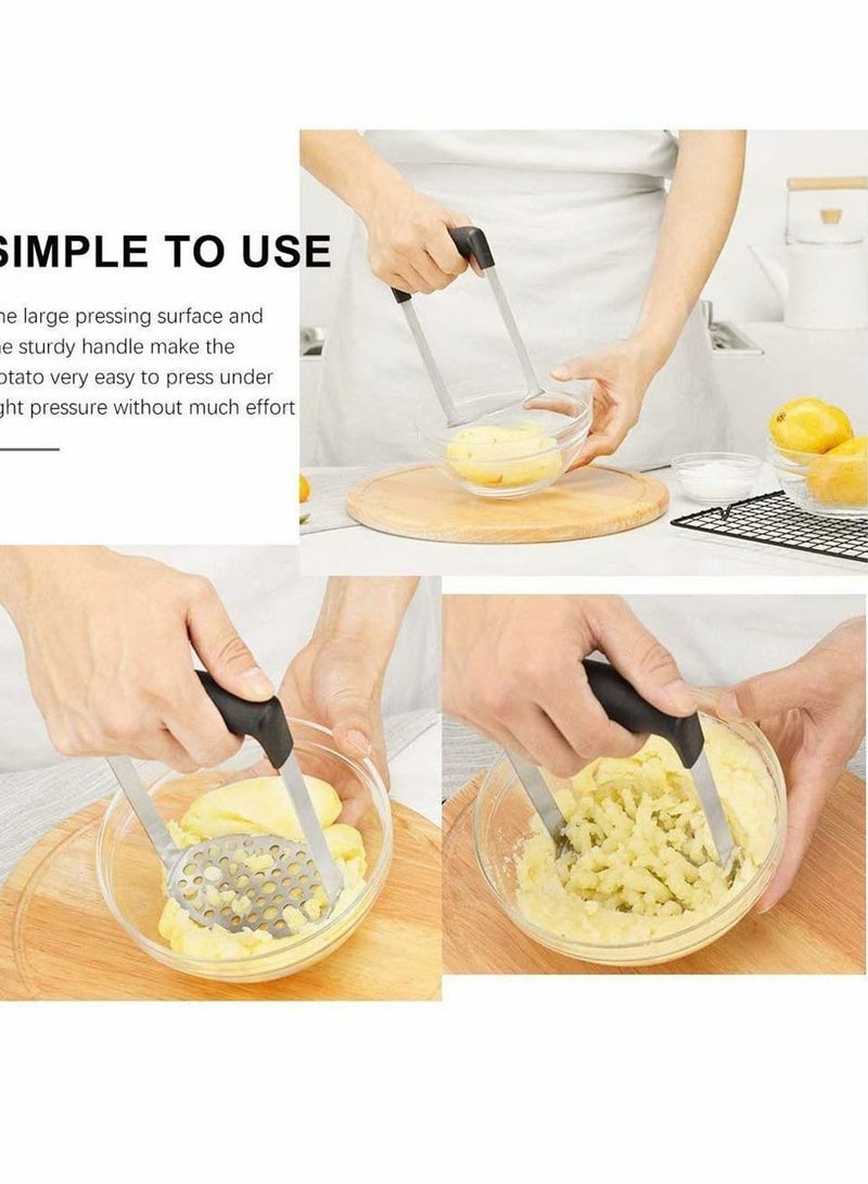 Y&D Masher Ricer Stainless Steel with Soft Handle Baby Food Fruit & Vegetable Potato (Black) and  - Image 3