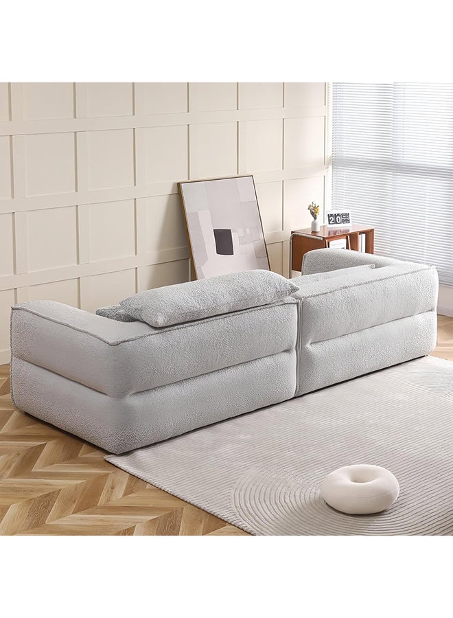 Furniture Factory Modern Sofa, 3-Seater Living Room Couch with Throw Pillows, Light Grey