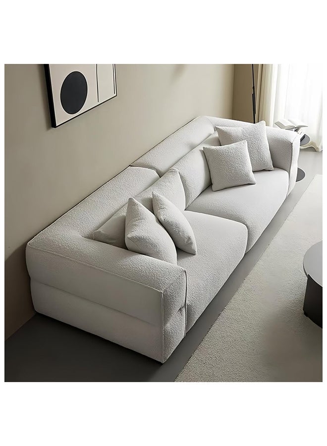 Furniture Factory Modern Sofa, 3-Seater Living Room Couch with Throw Pillows, Light Grey