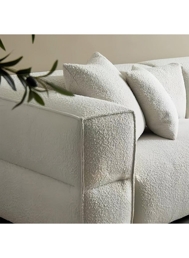 Furniture Factory Modern Sofa, 3-Seater Living Room Couch with Throw Pillows, Light Grey