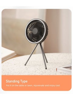 Arabest Portable Camping Fan with Light,10000mah Rechargeable Tent Fan with Hook,Battery Operated Desktop Fan,3 in 1 Fan for Camping/Caravanning/Picnic Parties(Black)  - Image 5